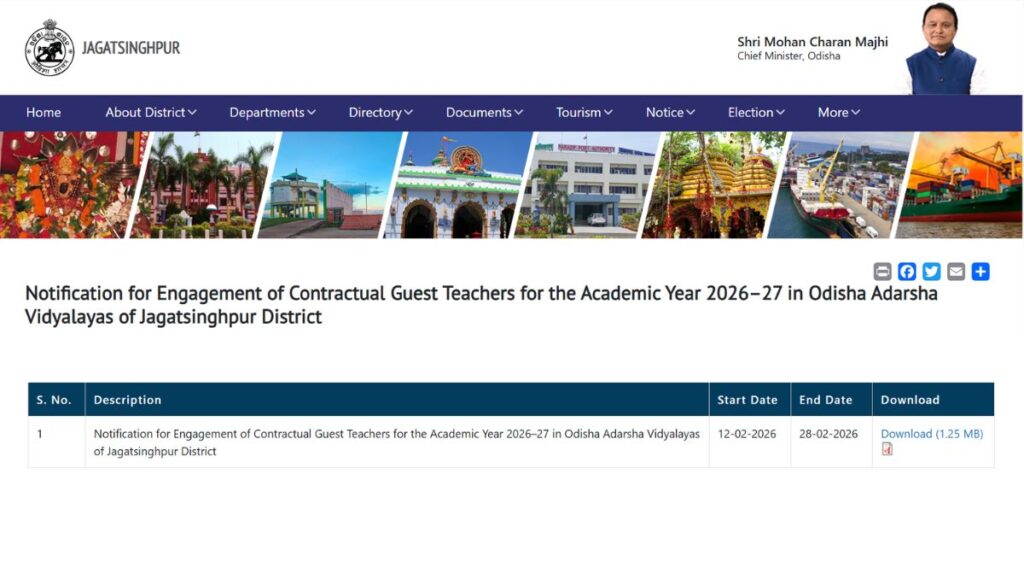 OAV Jagatsinghpur Contractual Teacher Recruitment 2026 TGT & PGT Vacancy