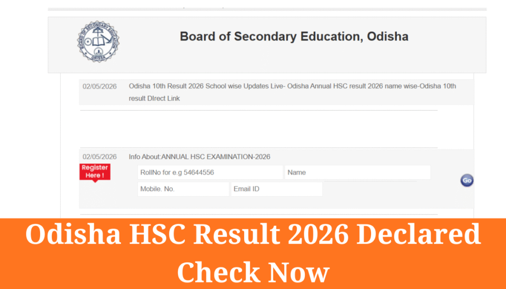 Odisha HSC Result 2026 Declared – Check Class 10 Marks Online from 6 PM