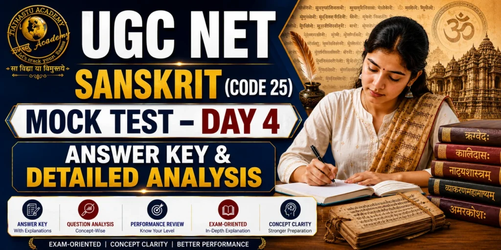 UGC NET Sanskrit Mock Test Day 4 Answer Key (Code 25) & Detailed Analysis Tathastu Academy